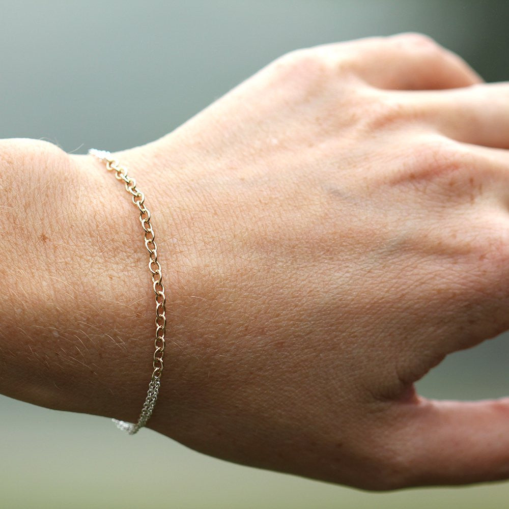 Slip Bracelet - Simple Layering Bracelet with Mixed Chains, Minimalist Understated Design