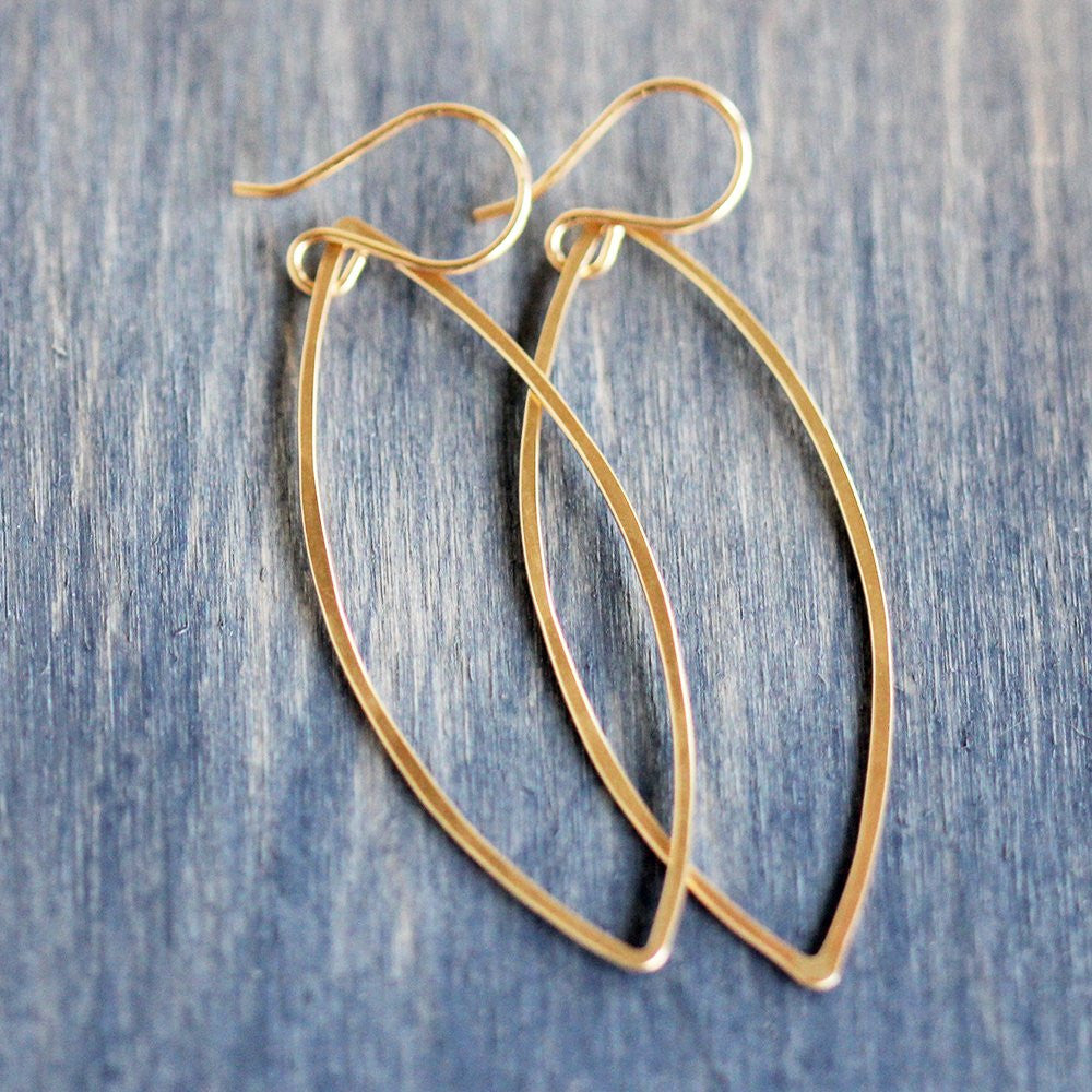 Lily Earrings: Minimalist Geometric Design, Pointed Ellipse Shapes on French Hooks