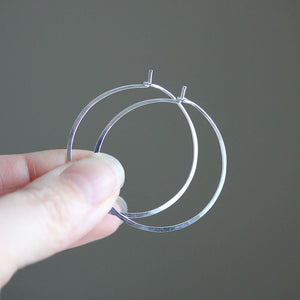 Simple Boho Hoops - Hammered Wire Hoop Earrings in Three Sizes