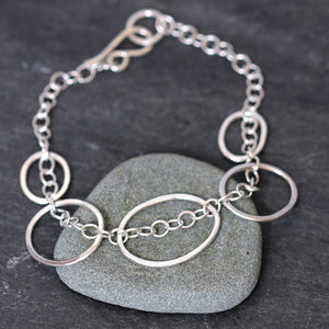 Stone Path Bracelet - Simple Geometric Bracelet with Chain and Ovals