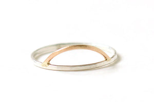 Seaside Stacking Ring Set, 1 Sunrise and 1 Wave Ring, For Beach Lovers and Sun Worshippers