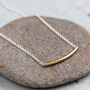 Cove Necklace - Modern Arced Tube Pendant on Simple Chain