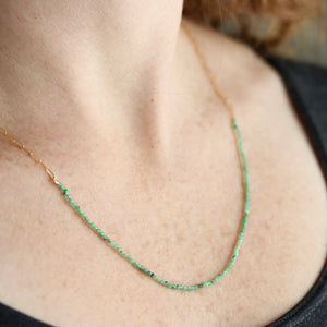 Emerald Wrap Bracelet or Necklace on Gold Chain
