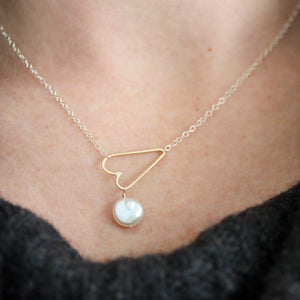 Aphrodite Heart Necklace With Pearl Drop