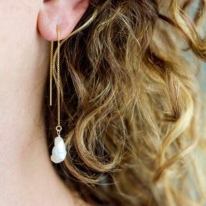 Elena Pearl Threader Earrings