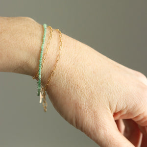 Emerald Wrap Bracelet or Necklace on Gold Chain