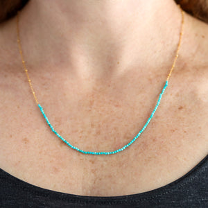 Faceted Turquoise Wrap Bracelet Or Necklace With Gold Chain