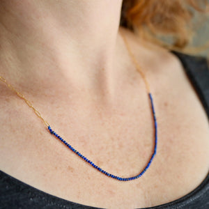 Lapis Lazuli Wrap Bracelet or Necklace With Dainty Gold Chain
