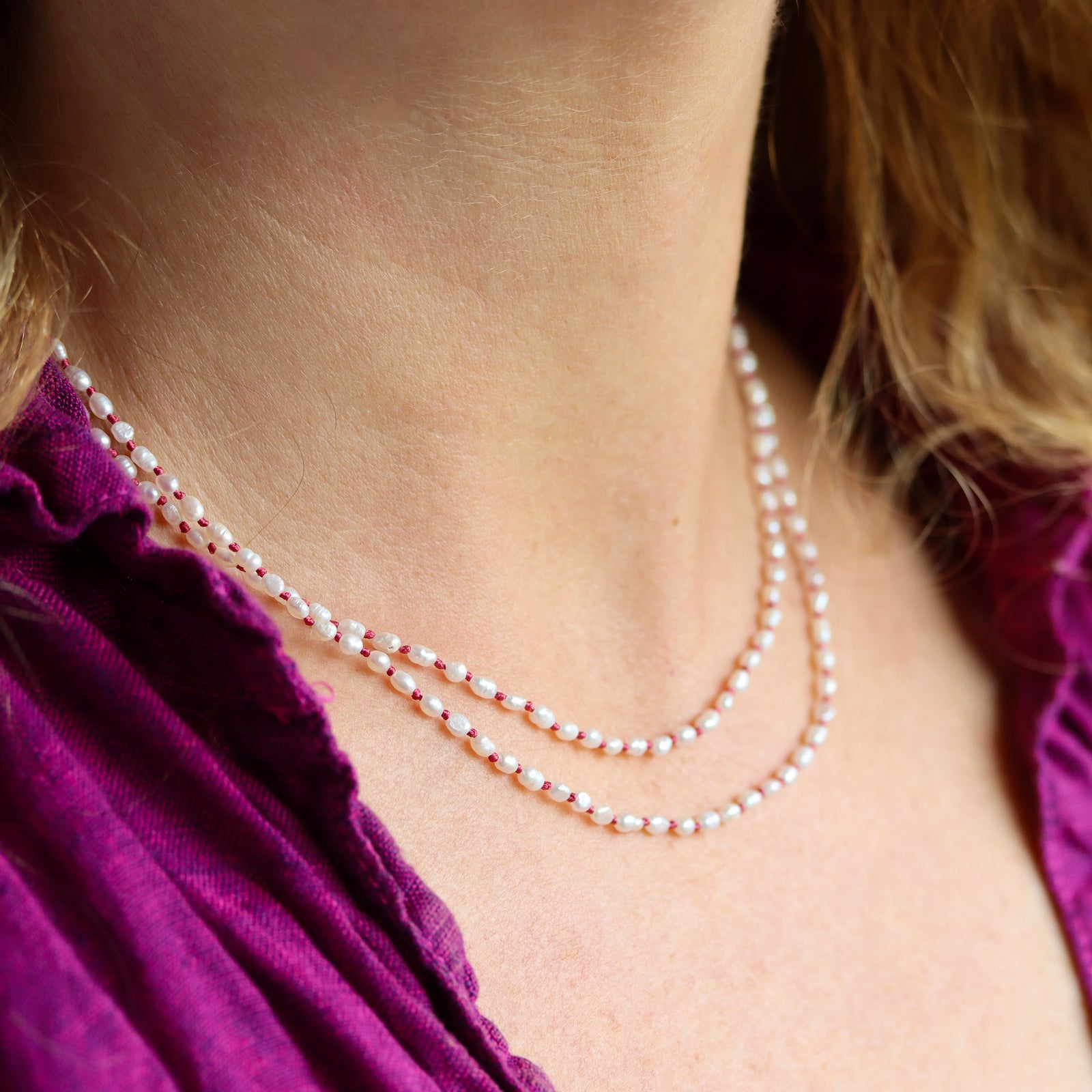 Emma Knotted Pearl Wrap Necklace