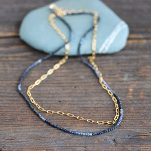 Sapphire Wrap Necklace on Gold Chain