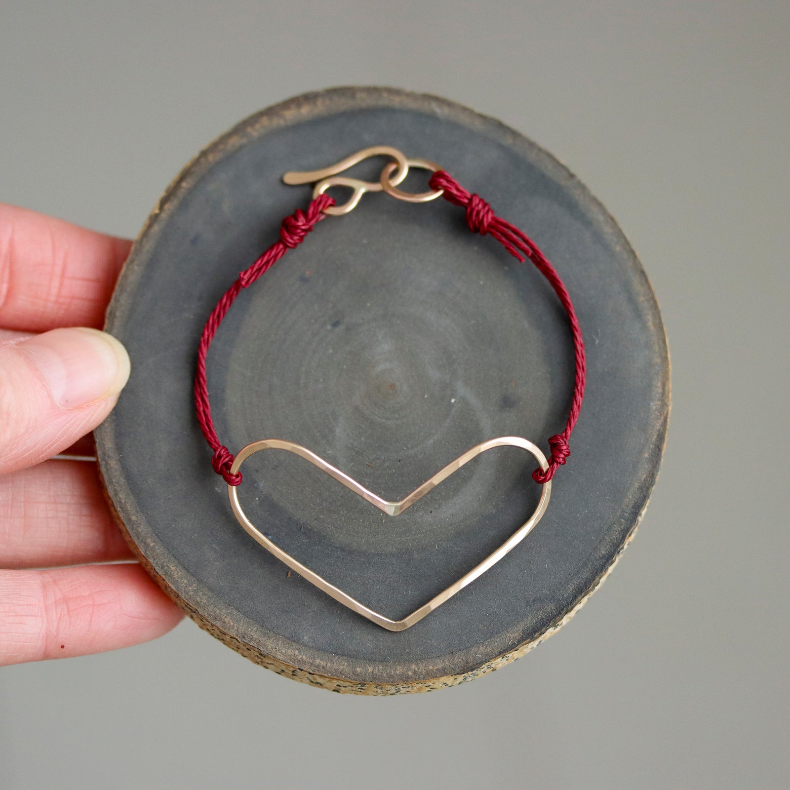 Wide Heart Bracelet on Cord