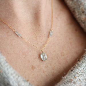 Aquamarine Necklace on Gold Fill Chain