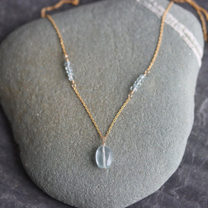 Aquamarine Necklace on Gold Fill Chain