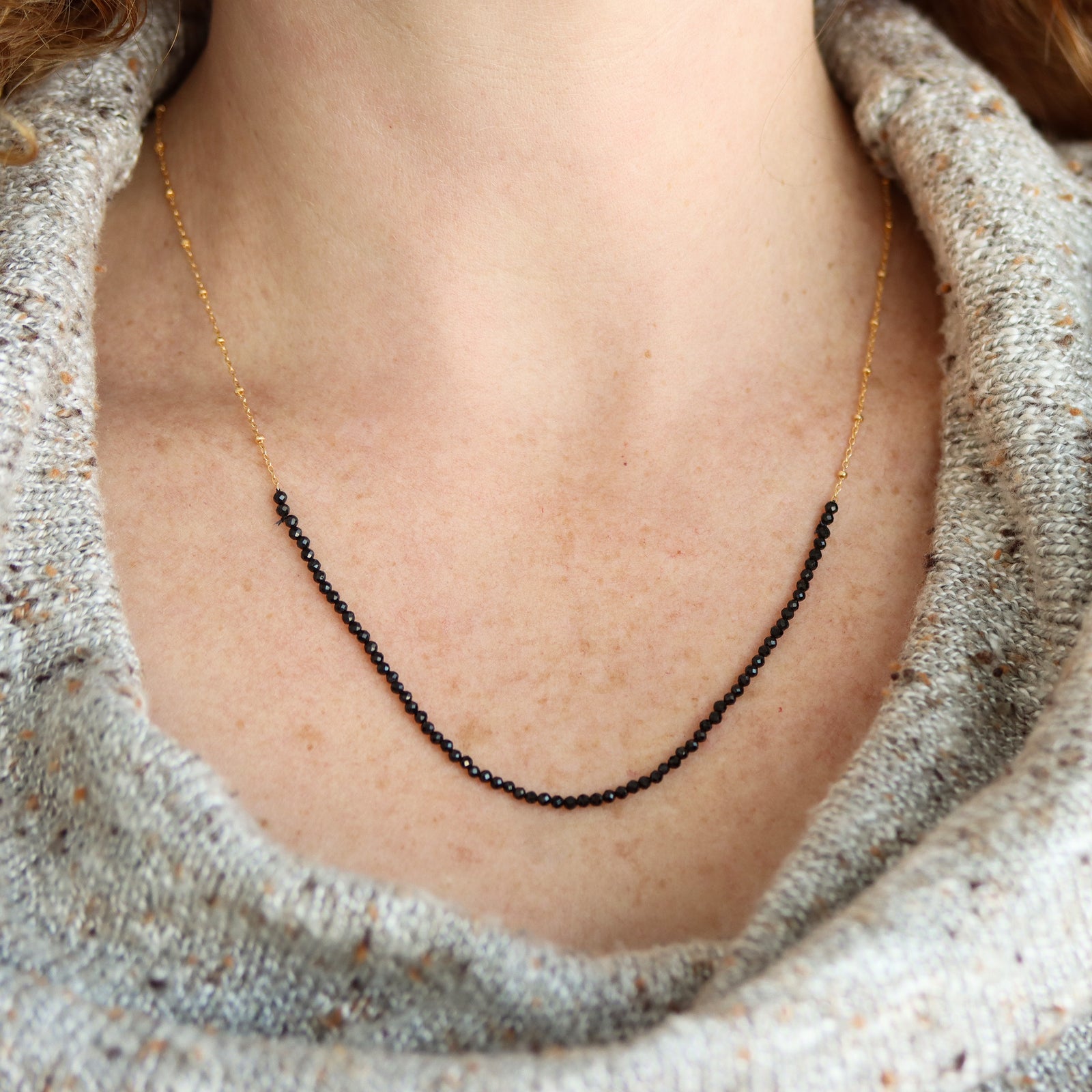 Black Spinel Necklace and/or Wrap Bracelet