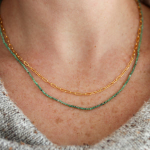 Emerald Wrap Necklace on Gold Chain