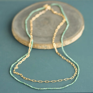 Emerald Wrap Necklace on Gold Chain