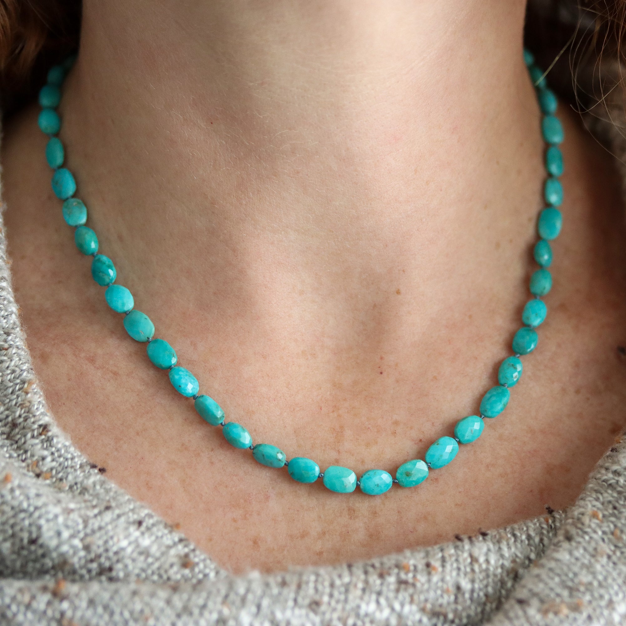 Knotted Turquoise Necklace with 14k Clasp