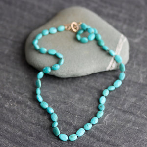 Knotted Turquoise Necklace with 14k Clasp