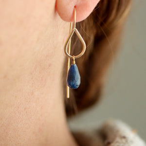Kyanite and Gold Fill Teardrop Earrings