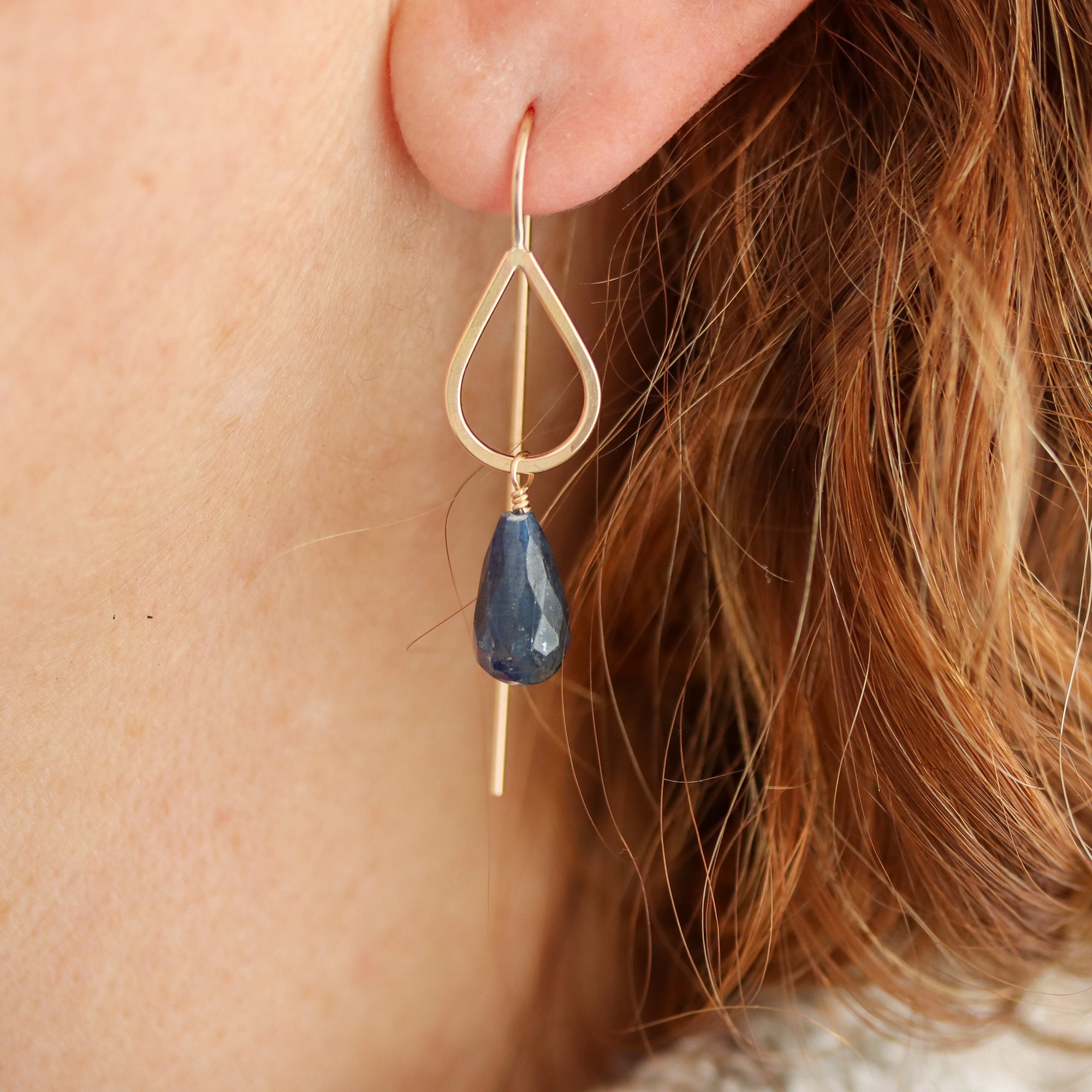 Kyanite and Gold Fill Teardrop Earrings