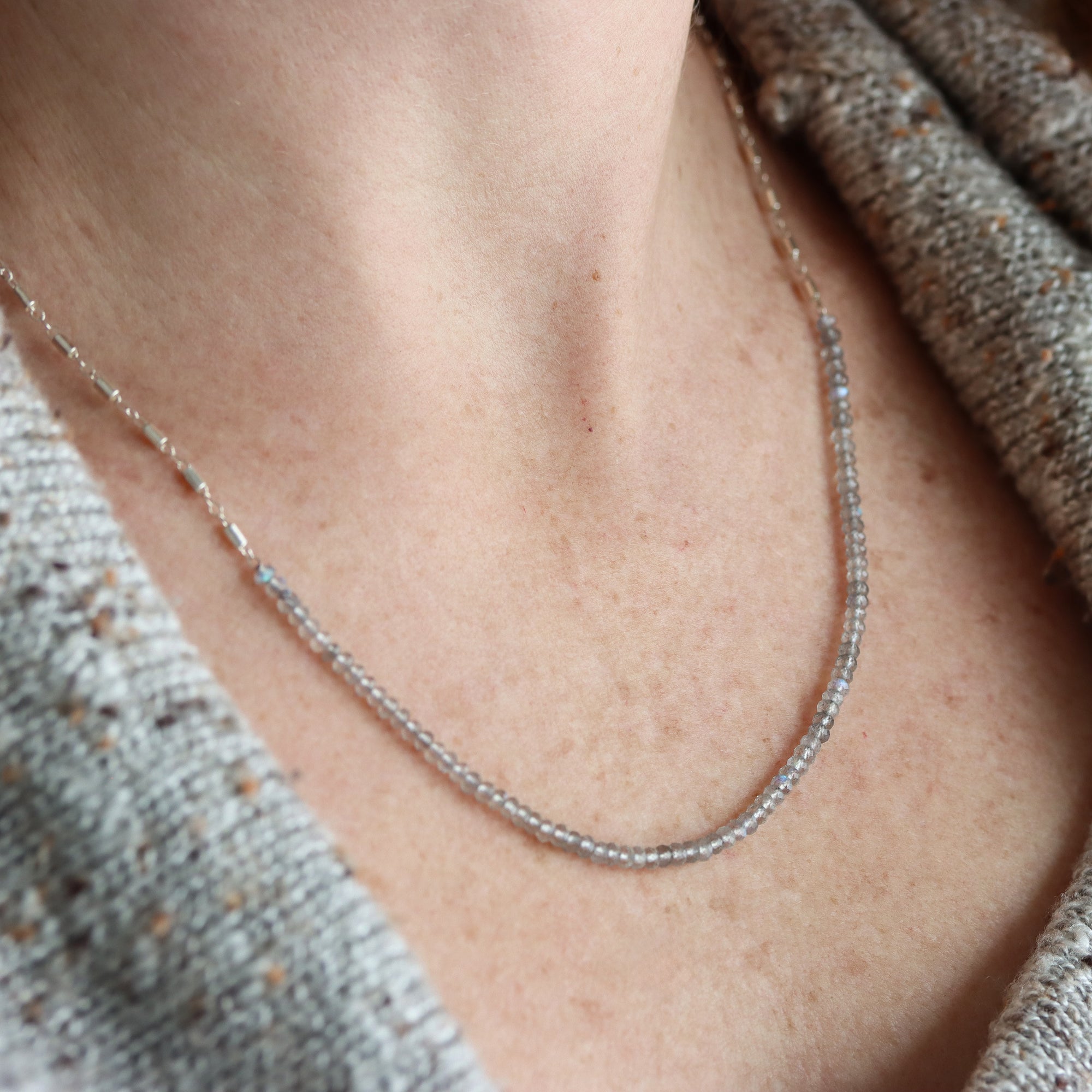 Labradorite Wrap Bracelet or Necklace on Silver Chain