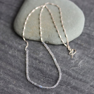 Labradorite Wrap Bracelet or Necklace on Silver Chain