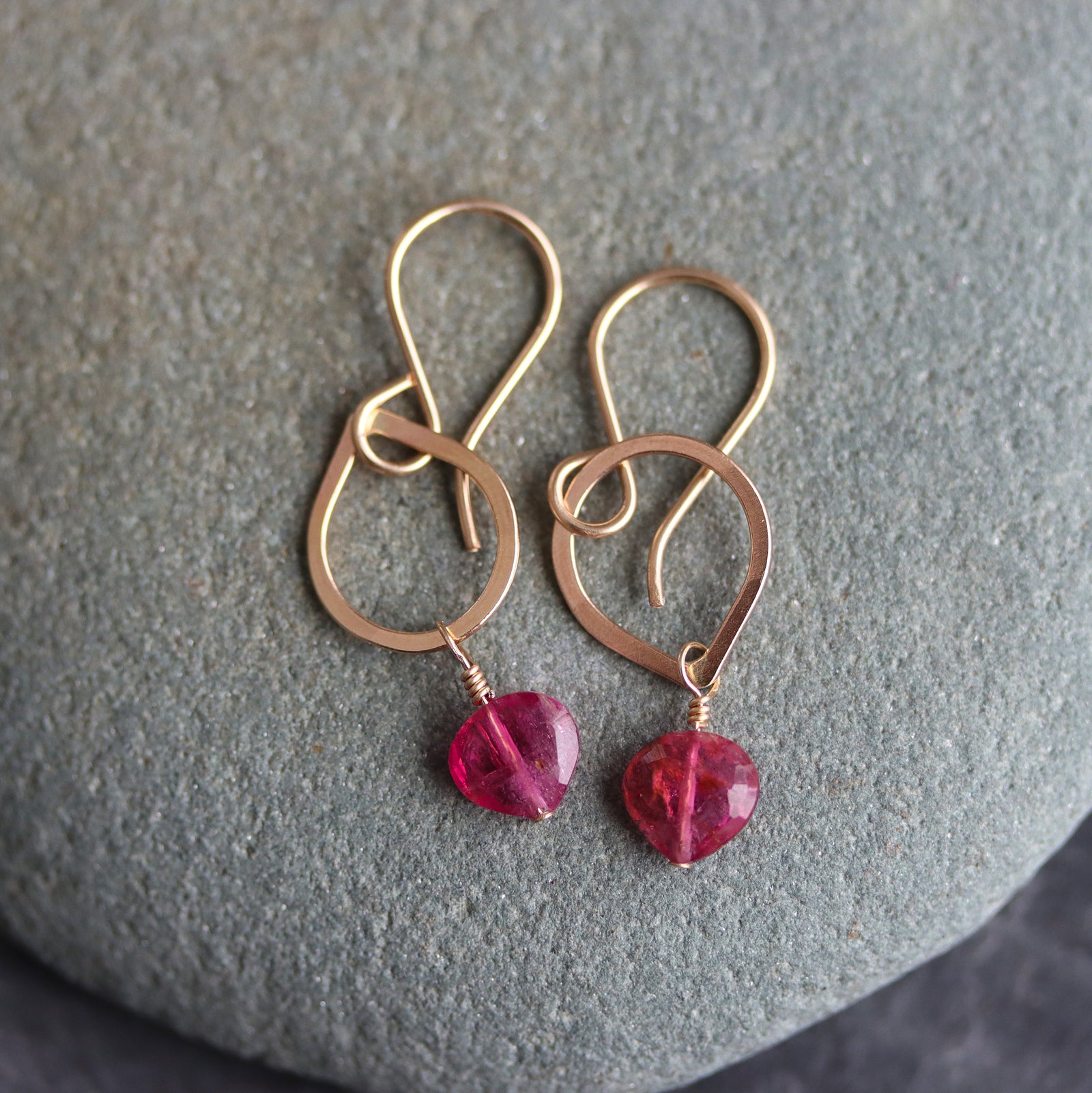 Pink Tourmaline Teardrop Earrings