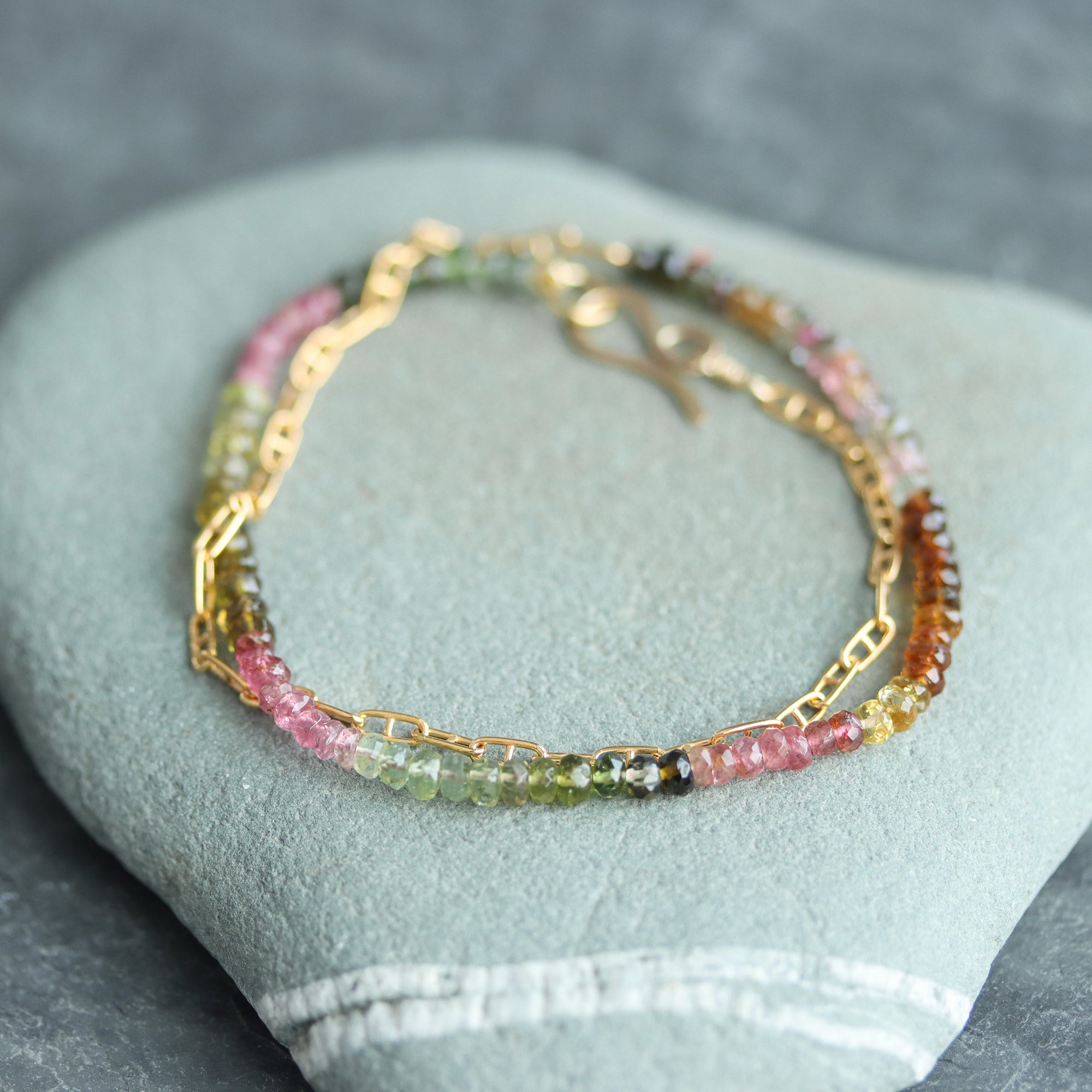Watermelon Tourmaline Wrap Bracelet