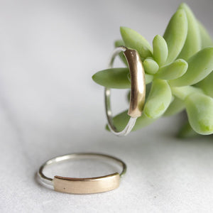 Demi Plate Bands - Simple Stacking Ring with 14k Plate Center Section