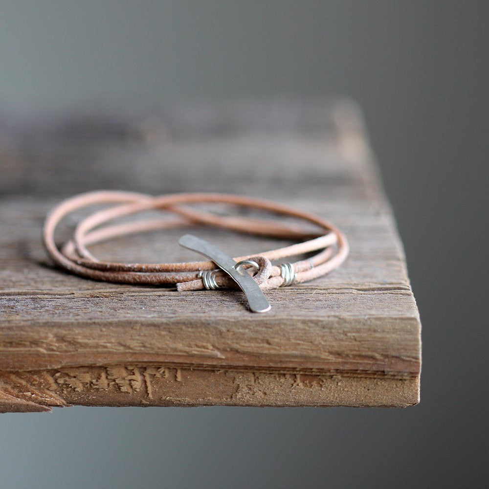 Whale Tail Leather Wrap Bracelet, Boho Triple Wrap Bracelet with Handmade Toggle Clasp