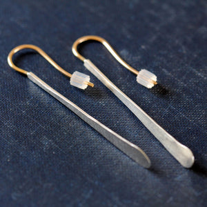 Dart Earrings - Long Drops Fastened to Handmade French Hooks