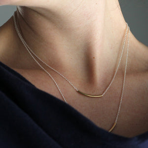 Small Point Necklace - Coupled Jointed Tube Necklace on Delicate Chain