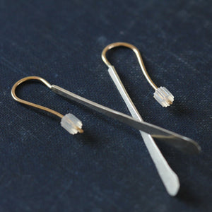 Dart Earrings - Long Drops Fastened to Handmade French Hooks
