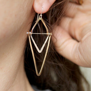 Boho Chevron Earrings - Geometric Statement Dangle Design