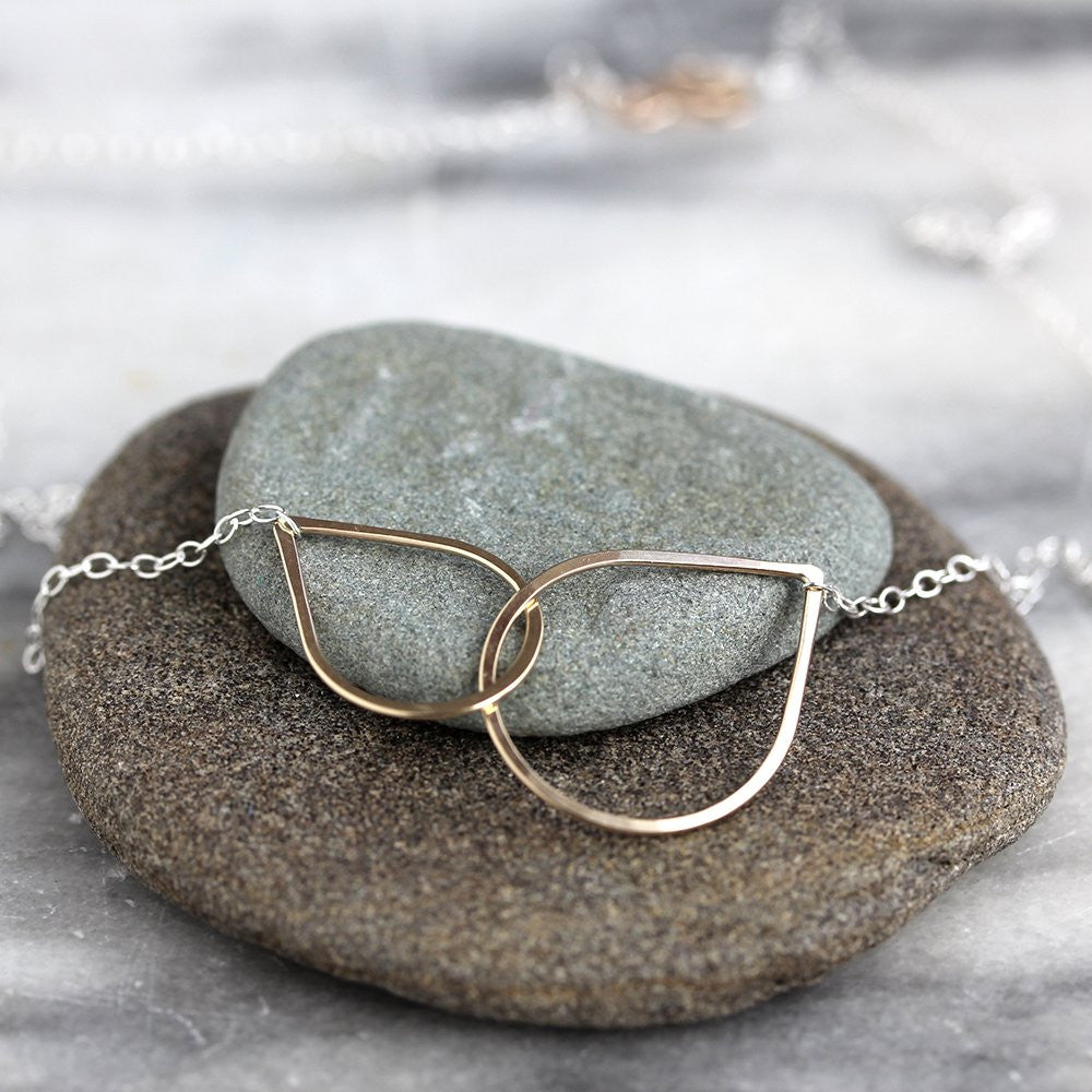 Mima Teardrop Necklace - Delicate Design with Two Linked Teardrop Pendant