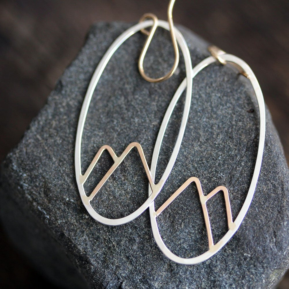 Alpine Earrings - Nature Inspired Mountain Landscape Oval Dangles