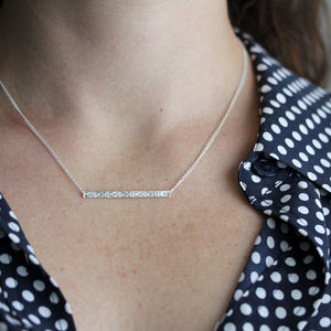 Emily Necklace - Reversible Bar Necklace With a Floral Pattern on one Side and Smooth on the Other