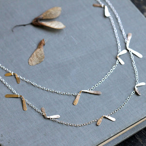 Flutter Double Wrap Necklace, Long Nature Inspired Handmade Design, Great for Layering