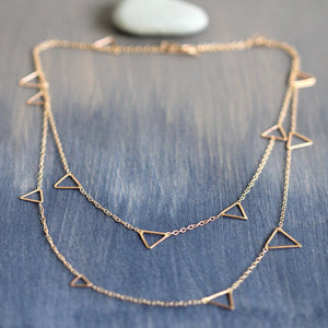 Ceres Necklace - Delicate Geometric Wrap Necklace With Open Triangles