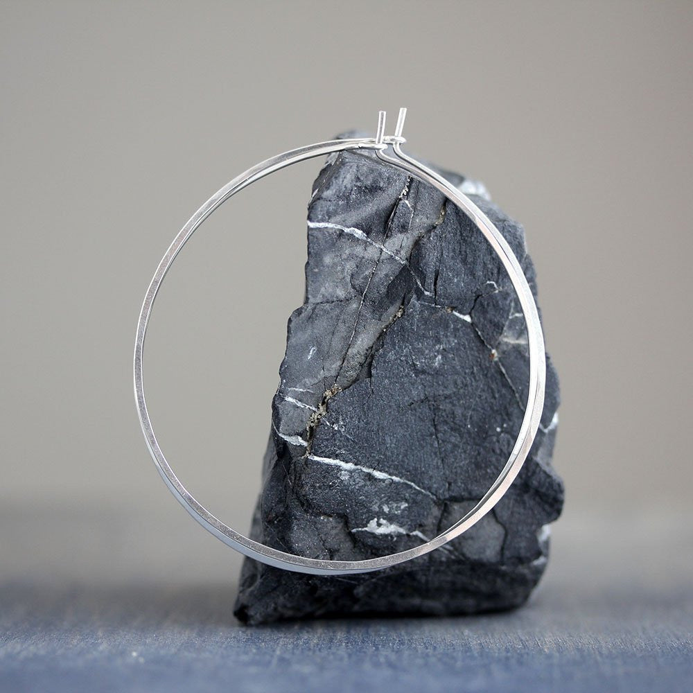 Simple Boho Hoops - Hammered Wire Hoop Earrings in Three Sizes