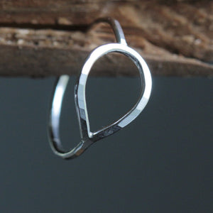 Open Petal Ring - Simple Sideways Teardrop Ring Available in Sterling, Gold Fill, or Solid 14k