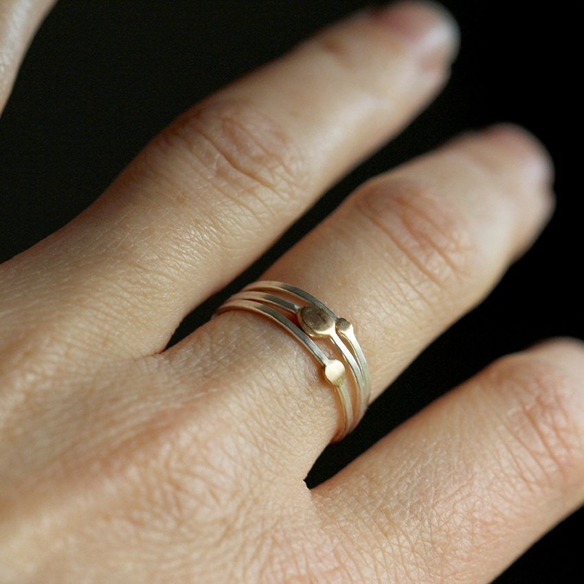 North Star Stacking Rings - set of 3 - 14k Rose or Yellow Gold Dot Stackers 