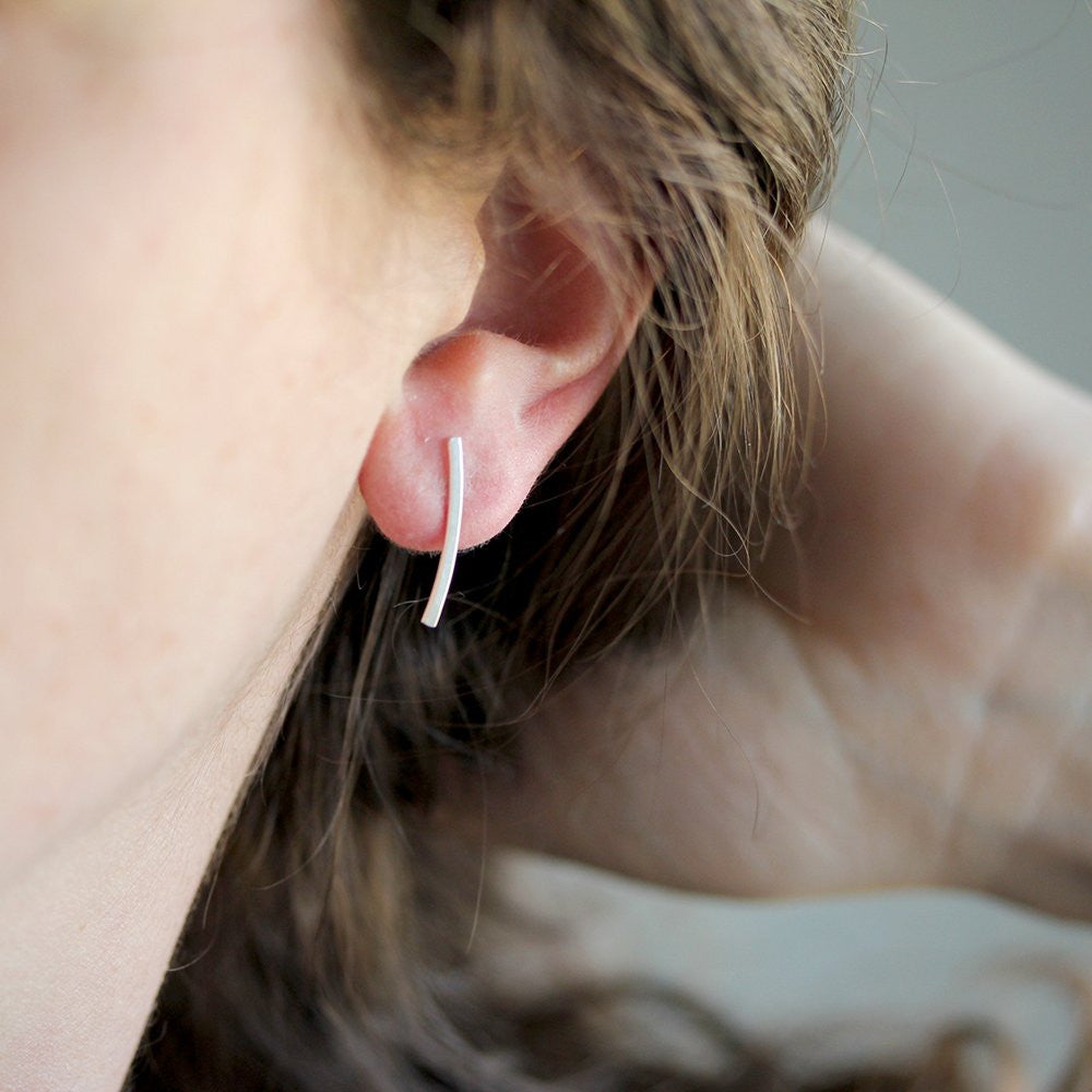 Long Curve Posts - Minimalist Geometric Stud earrings