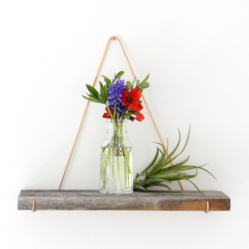 Copper and Barn Board Accent Shelf - Small Rustic Modern Hanging Shelf