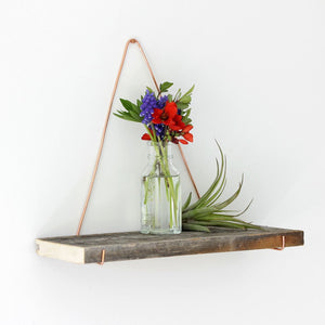 Copper and Barn Board Accent Shelf - Small Rustic Modern Hanging Shelf