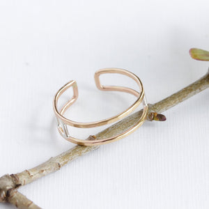 Pyra Ring - Adjustable Geometric Ring With Negative Space and Asymmetrical Line Details
