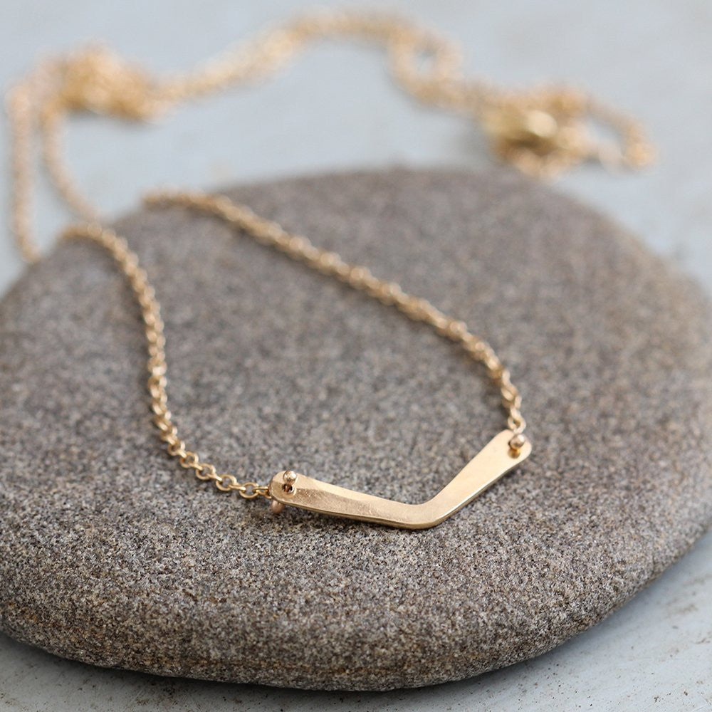 Harpswell Necklace - Mini Chevron Pendant on Simple Chain