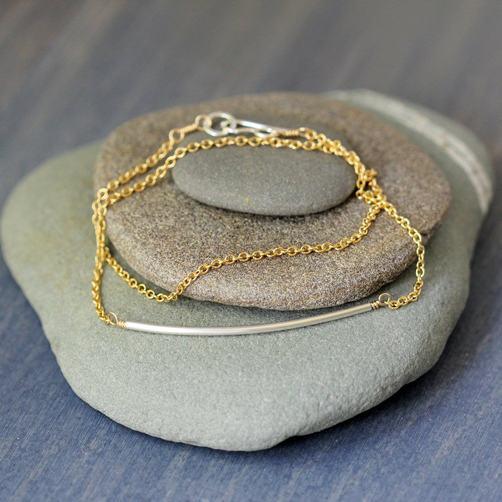 Bay Bracelet - Simple Double Wrap Curved Tube Bracelet