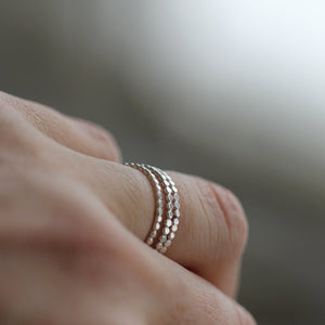 Orbit Stacking Rings - Bubbled Contemporary Band in Sterling Silver