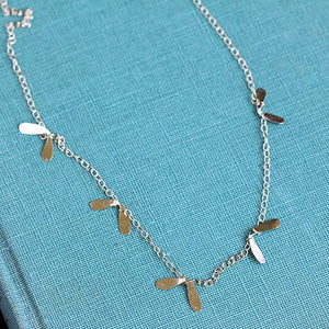 Flutter Necklace - Delicate Hammered Petal Necklace, Handmade and Inspired by Nature